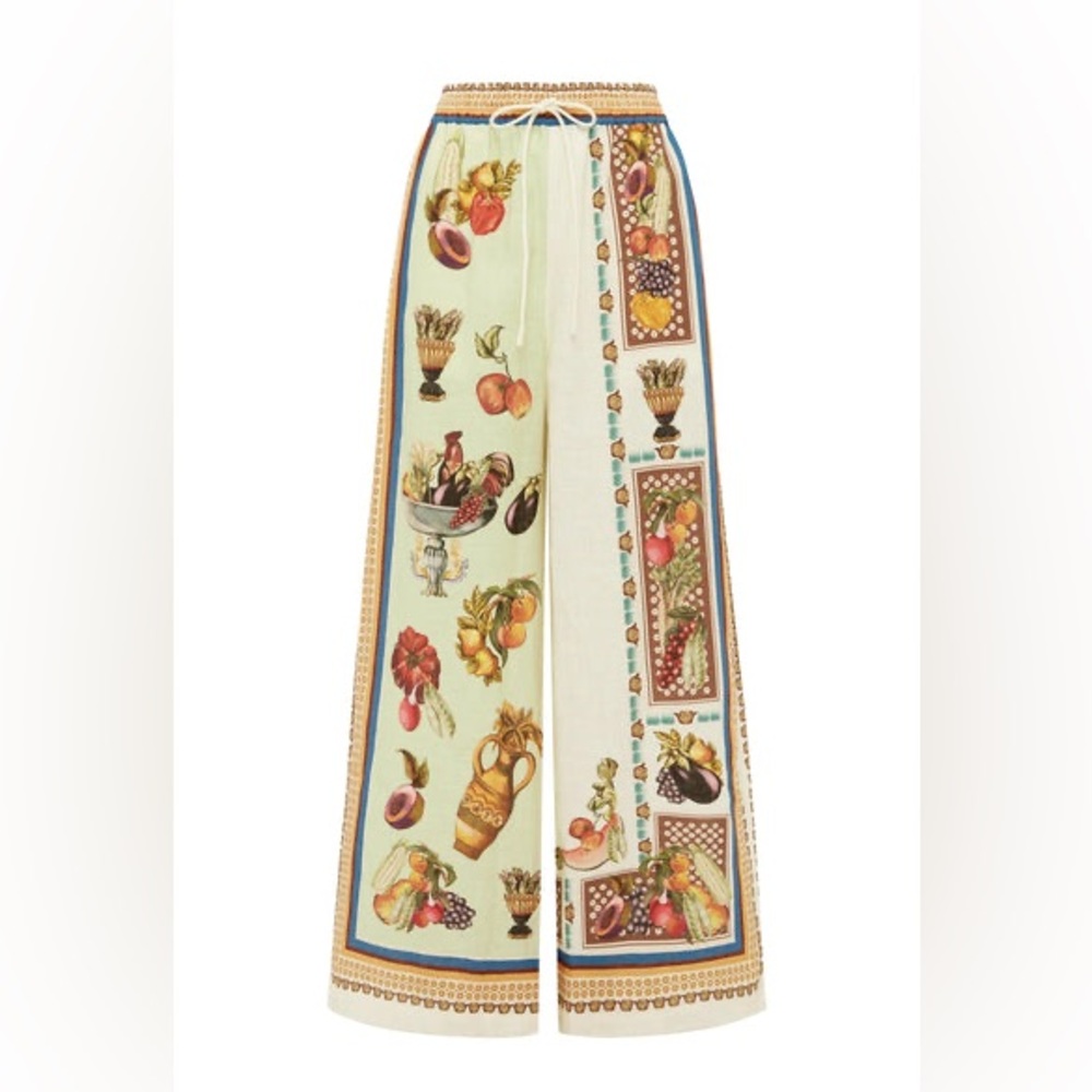 ALÉMAIS Mercado printed linen wide-leg pants